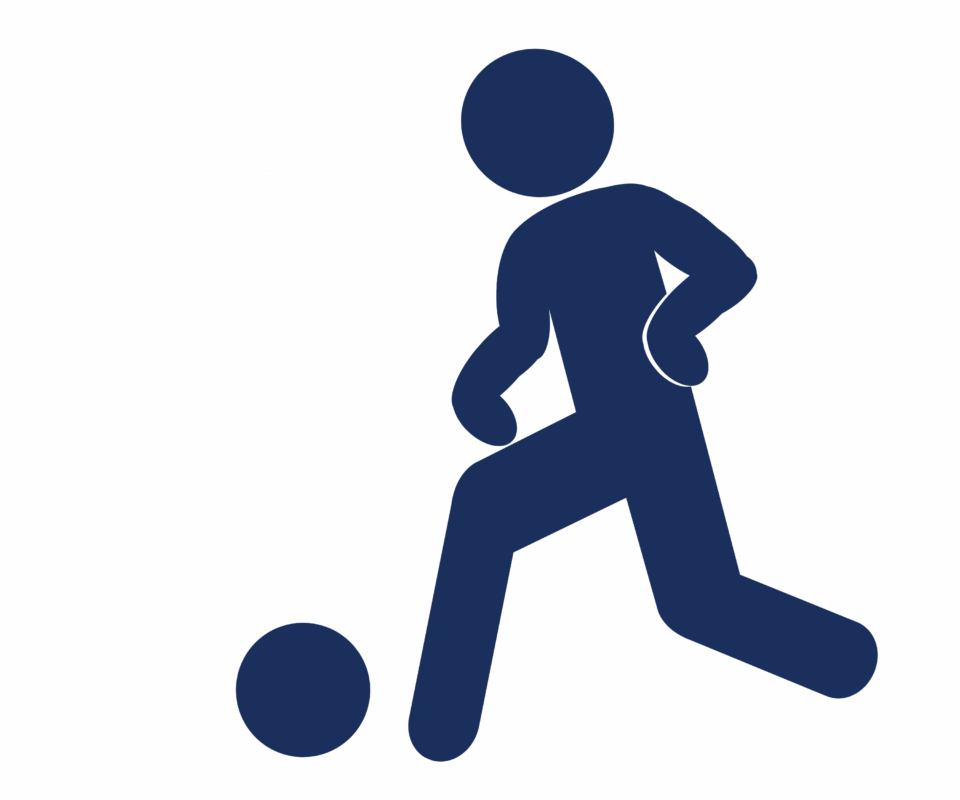 Blue icon of a male Cerebral Palsy soccer player