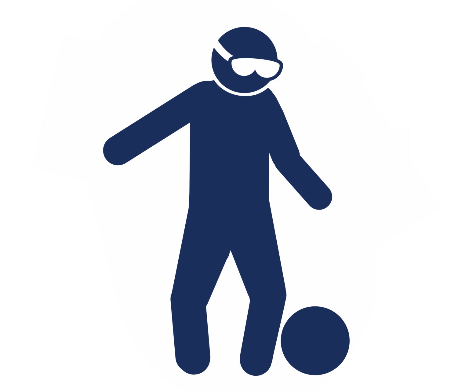 Icon: Blind soccer player, approaching the ball wearing eye shades