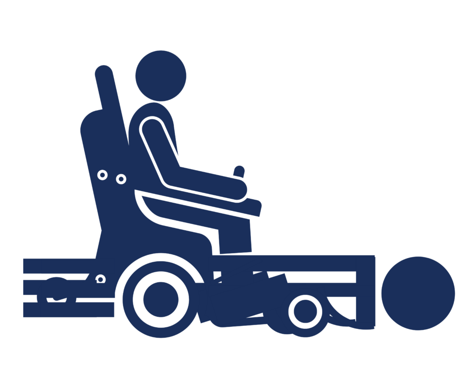 Blue icon of a Power Soccer player dribbling the ball